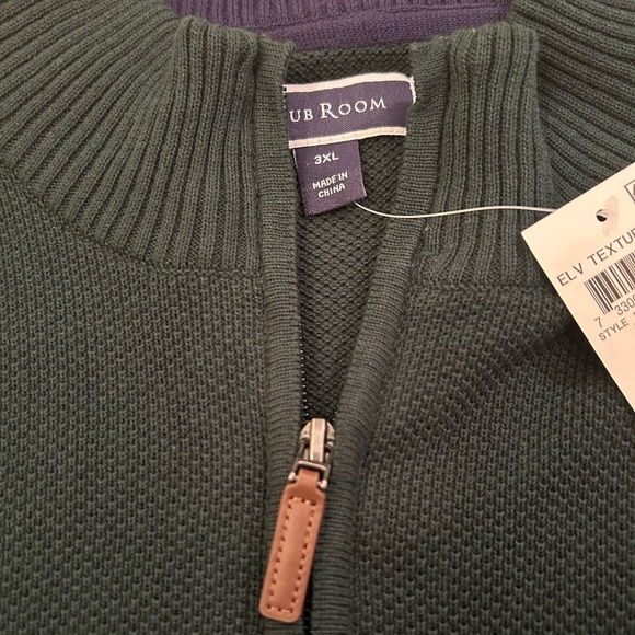 Club Room Zip Up Collar Sweater Green and Blue Size 3XL - Picture 3 of 4